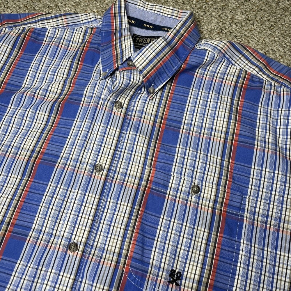 TwentyX Wrangler Button Down S/S Blue Plaid Western Rancher XL - Picture 12 of 14